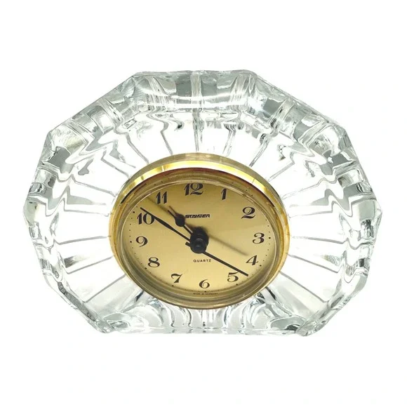 Crystal Desk Clock France Staiger Germany Quartz Cut Glass WORKS w/ Battery - Picture 14 of 16